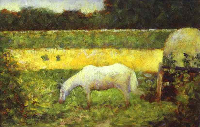 Oil painting:Landscape with a Horse. c. 1882