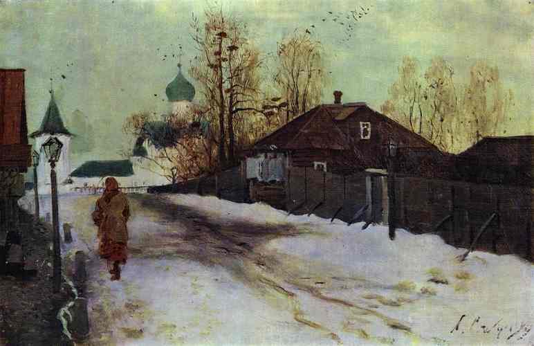 Oil painting:Mikhailovsky Street in Novgorod. 1899