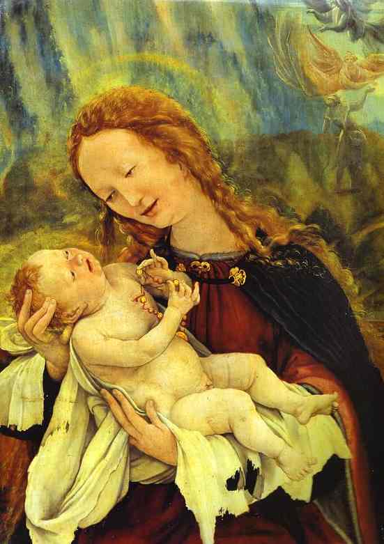 Oil painting:Nativity. Detail. 1510