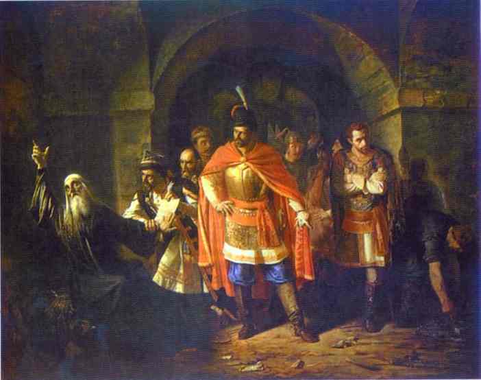 Oil painting:Patriarch Germogen Refuses to Sign the Deed. 1860