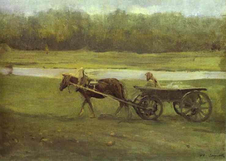 Oil painting:Peasant Woman in a Cart. 1896