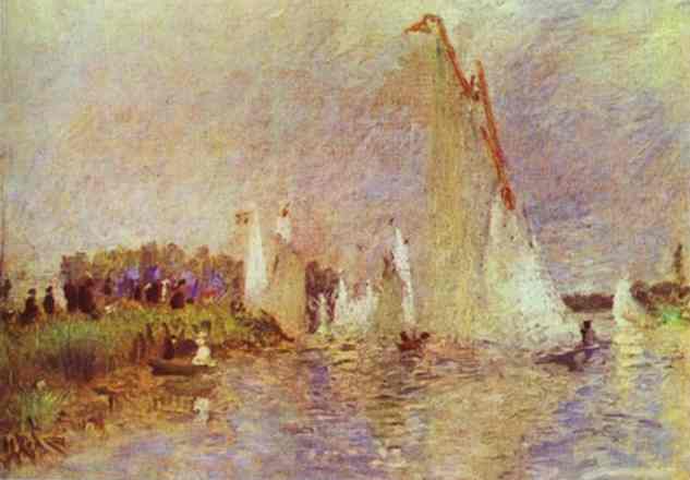 Oil painting:Sailboats at Argenteuil. 1874