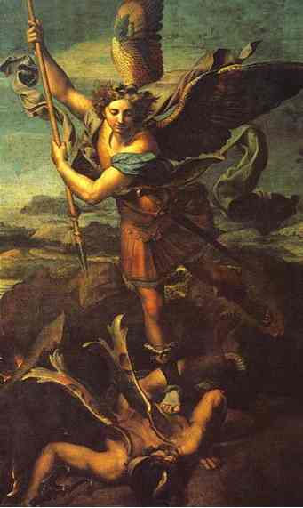 Oil painting:St. Michael and Satan. 1518