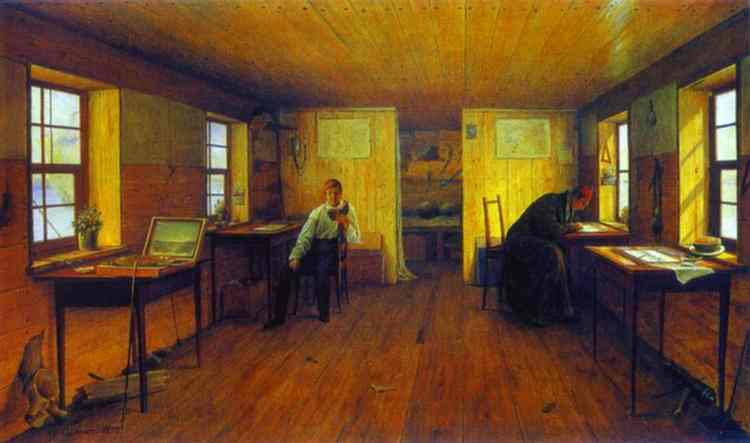 Oil painting:Studio of the Artists N. and G. Tchernetsovs. 1828