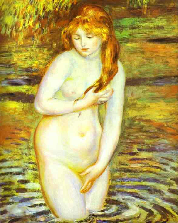 Oil painting:The Bather (After the Bath). 1888