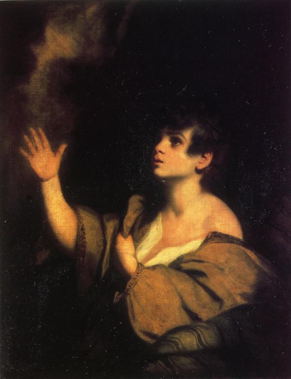 Oil painting:The Calling of Samuel. Oil on canvas. 90.2 x 69.2 cm. c 1776