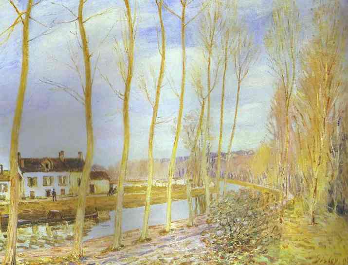 Oil painting:The Canal du Loing at Moret. 1892