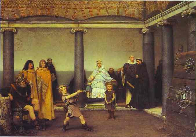 Oil painting:The Education of the Children of Clovis. 1868