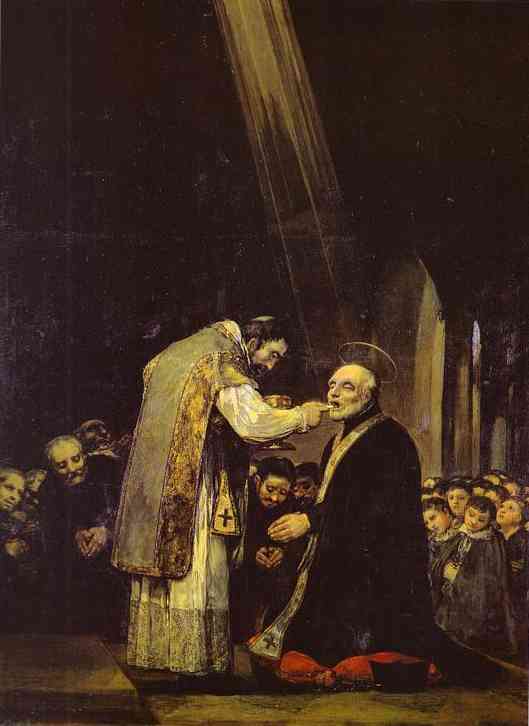 Oil painting:The Last Communion of Saint Jose de Calasanz. 1819