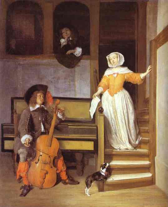 Oil painting:The Listening Housewife. 1655