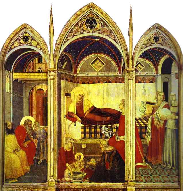 Oil painting:The Nativity of the Virgin. 1342