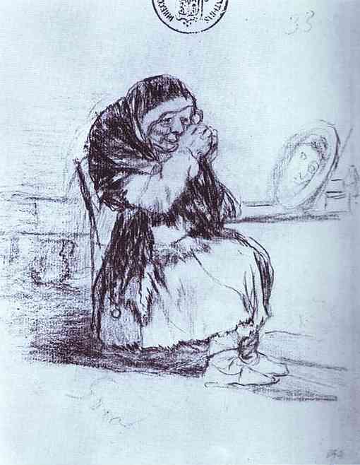 Oil painting:The Old Woman with a Mirror. 1824-1828