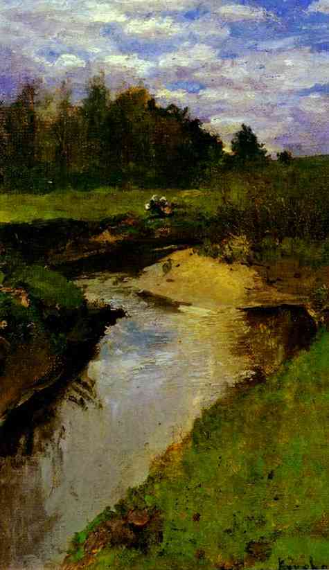 Oil painting: The River Vorya at Abramtsevo. 1880