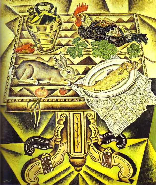 Oil painting:The Table (Still Life with Rabbit). 1920