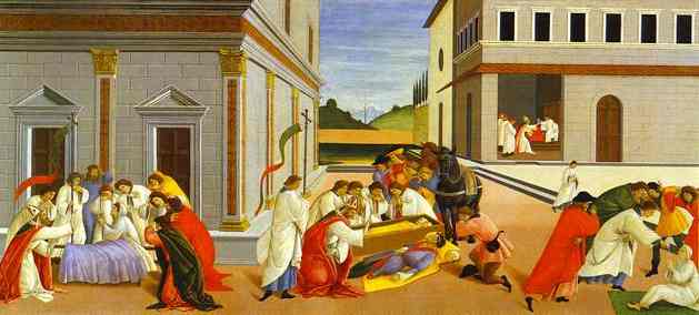 Oil painting:Three Miracles of St. Zenobius. c.1500