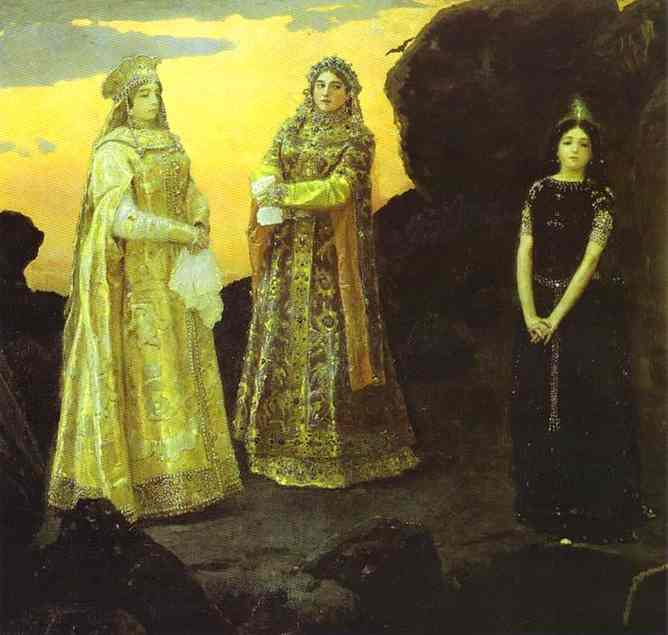 Oil painting:Three Tsarevnas of the Underground Kingdom. 1879