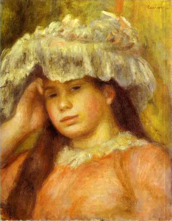 Oil painting:Young Woman Wearing a Hat (Jeune femme au chapeau). 1892