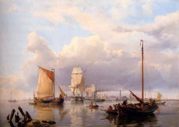 Oil painting for sale:Shipping On The Scheldt With Antwerp In The Background, 1851