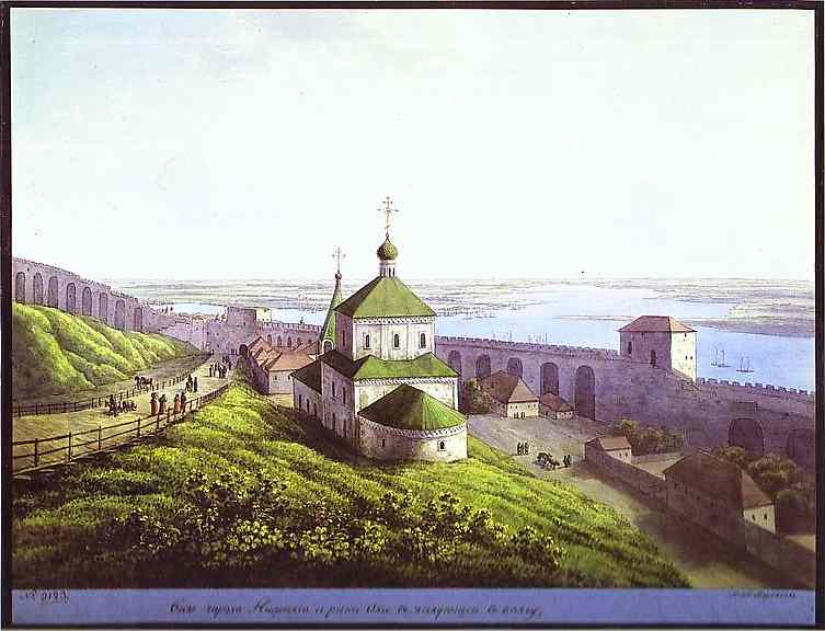 Oil painting:View of the Citadel in Nizhny Novgorod. c. 1806-1810