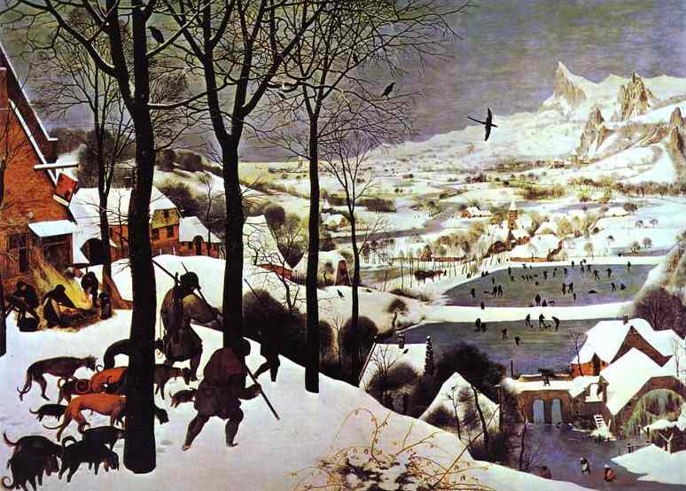 Oil painting:The Hunters in the Snow (January). 1565
