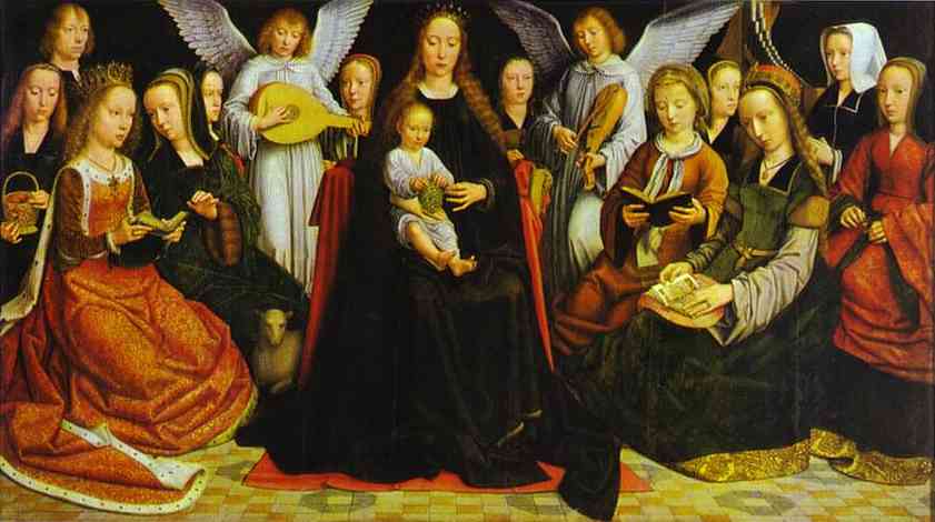 Oil painting:Madonna with Angels and Saints. 1509