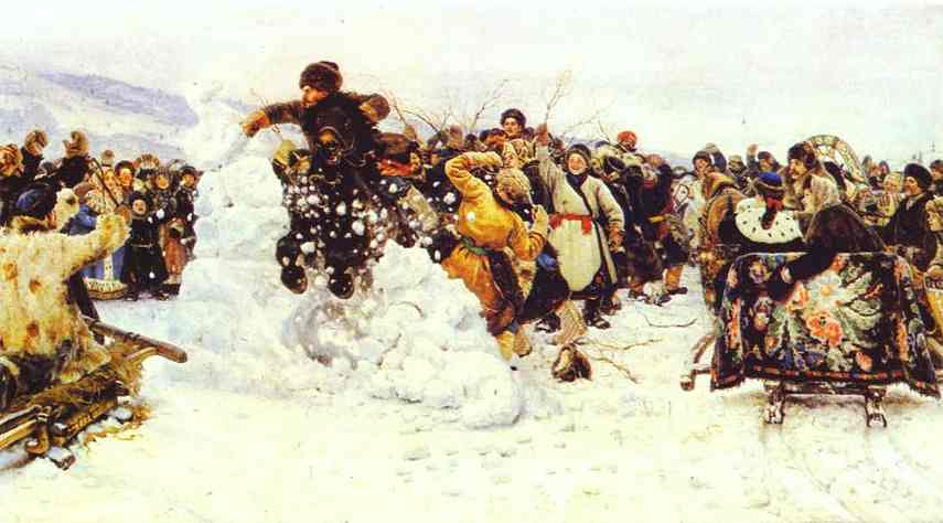 Oil painting:The Taking of a Snow Fortress. 1891