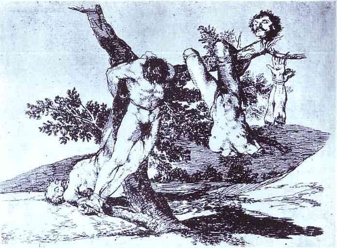 Oil painting:Desastre de la Guerra, 39; Grande Bazana! Con Muertos! c.1810