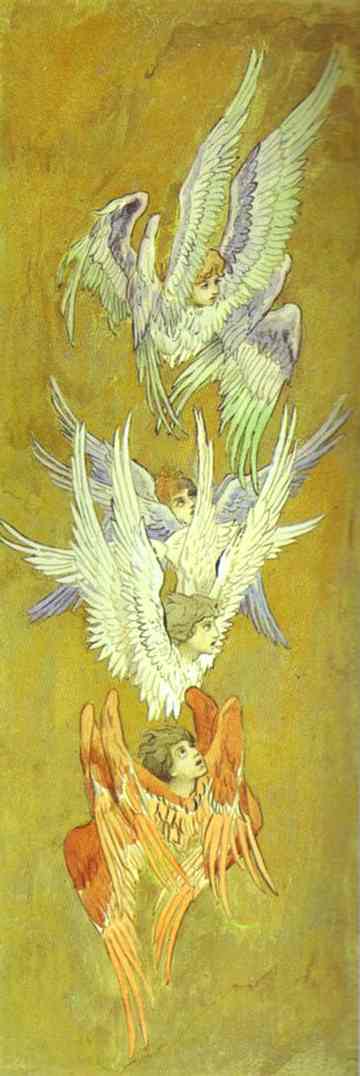 Oil painting:Seraphim. Sketch for a fresco in the Cathedral of St. Vladimir in Kiev. 1885-96