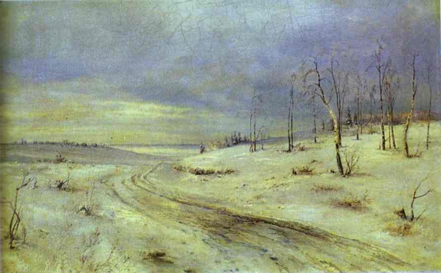 Oil painting:A Winter Road. 1870