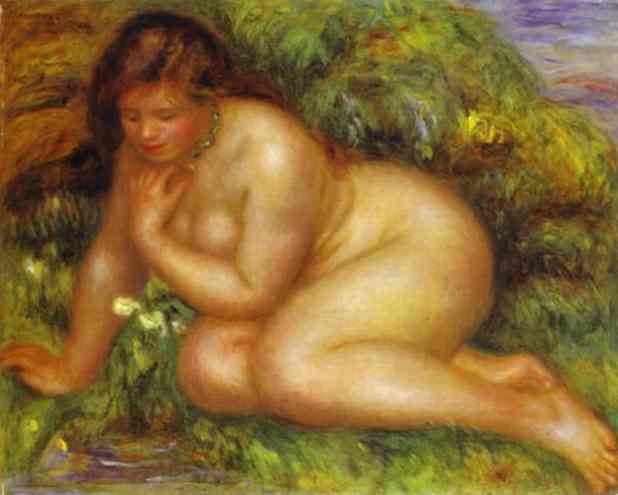 Oil painting:Bather Admiring Herself in the Water, called Psyche. c. 1910