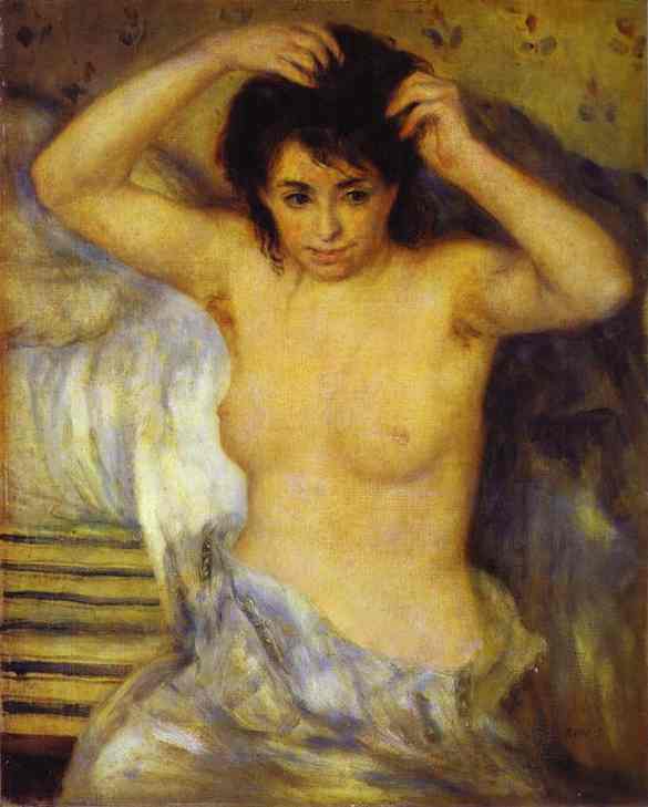 Oil painting:Bust of a Woman, also called Before the Bath or The Toilet. c. 1873