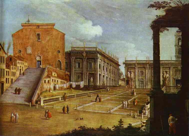 Oil painting:Capitol Square in Rome. c. 1749
