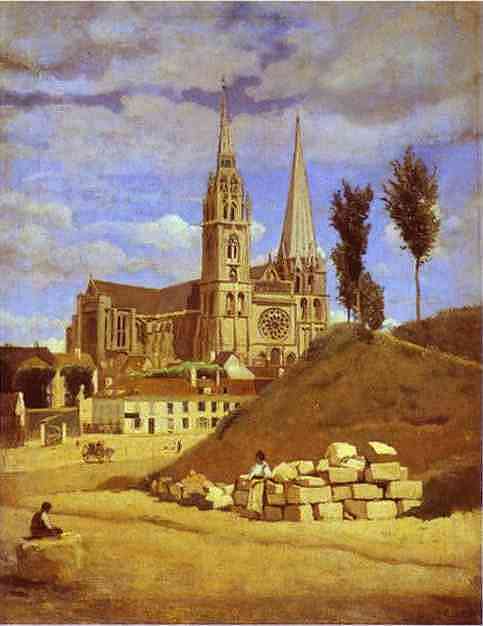 Oil painting:Chartres Cathedral. 1830