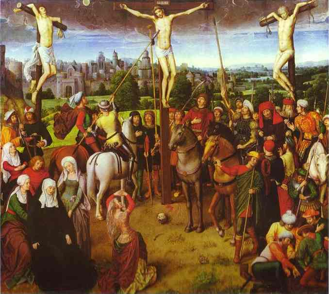 Oil painting:Crucifixion. 1491