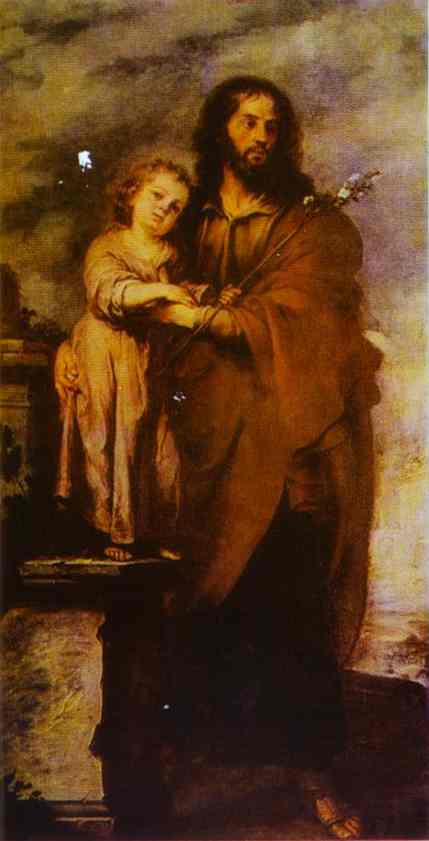Oil painting:Joseph with Infant Christ. 1665
