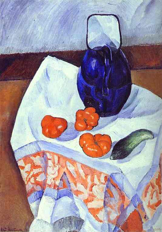 Oil painting:Jug and Tomatoes. 1912