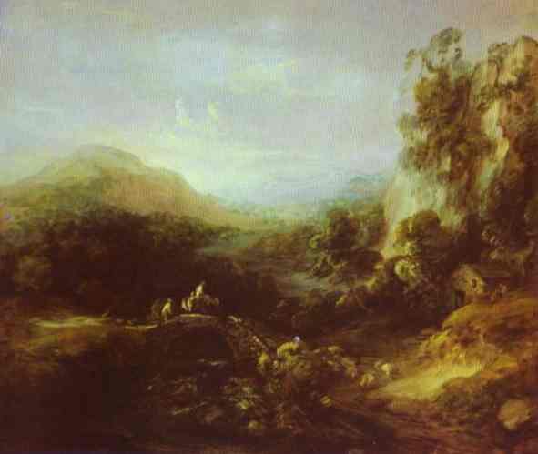 Oil painting:Landscape with a Bridge. c.1785
