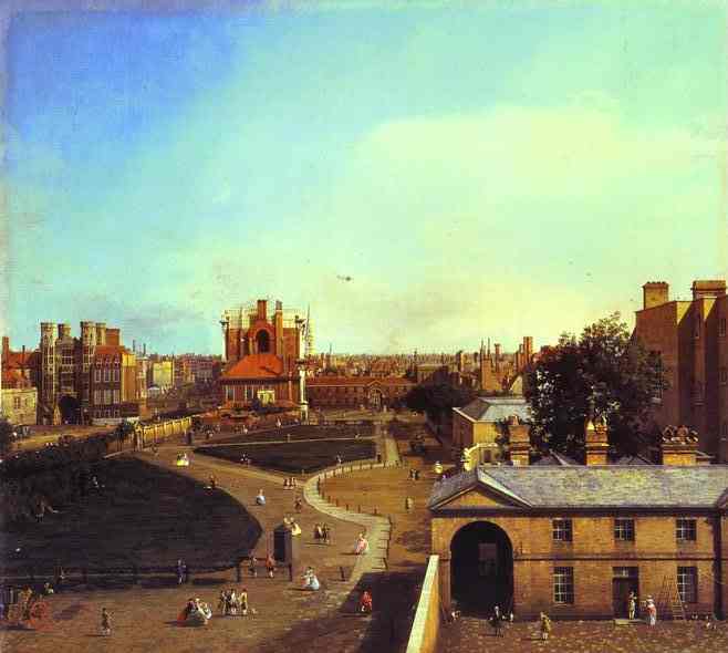 Oil painting:London: Whitehall and the Privy Garden from Richmond House. 1747