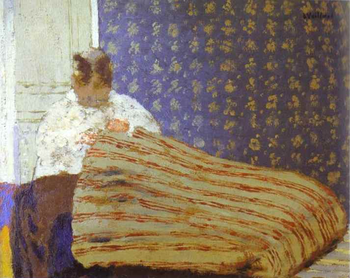 Oil painting:Mrs Vuillard Sewing/Madame Vuillard cousant. 1893