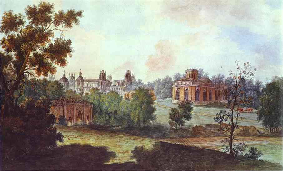 Oil painting:Palace in Tsaritsyno in the Vicinity of Moscow. 1800-1802