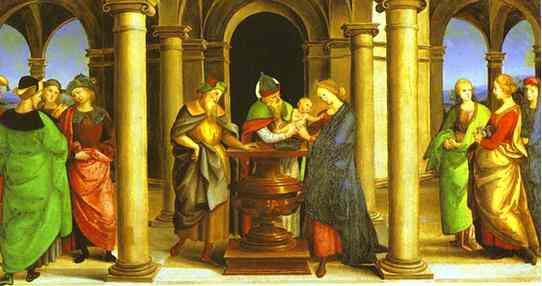 Oil painting:Presentation in the Temple (from the predella of the Coronation of the Virgin). c.