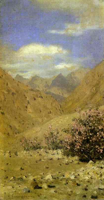 Oil painting:Roses in Ladakh. 1874