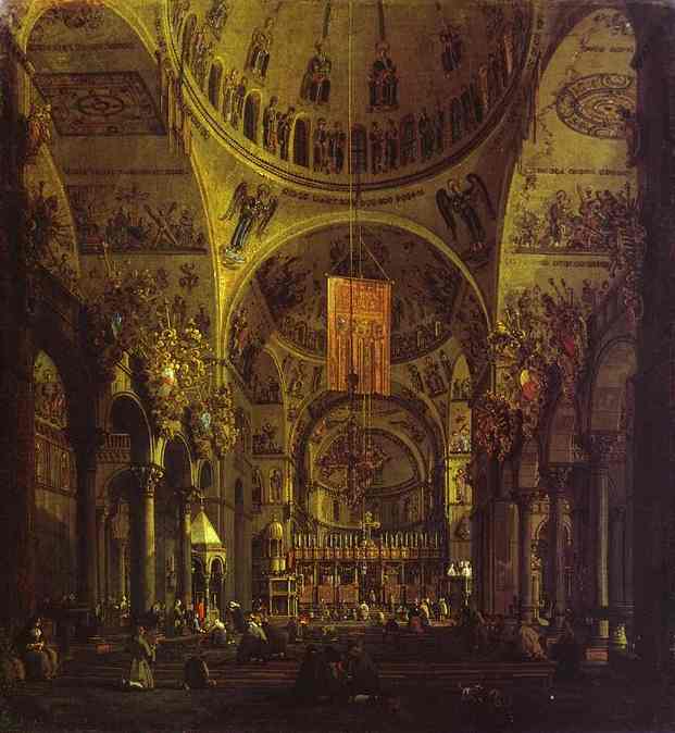 Oil painting:San Marco: the Interior. c. 1755