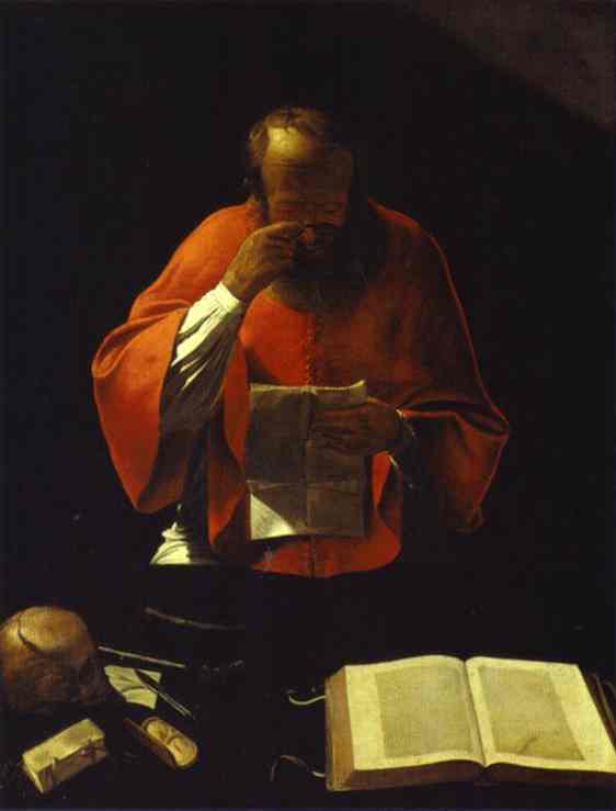 Oil painting:St. Jerome Reading. (copy of a lost original). c. 1635