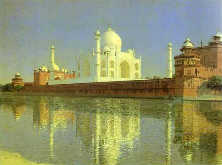 Oil painting:Taj Mahal Mausoleum in Agra. 1874