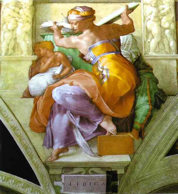 Oil painting:The Libyan Sibyl. 1508