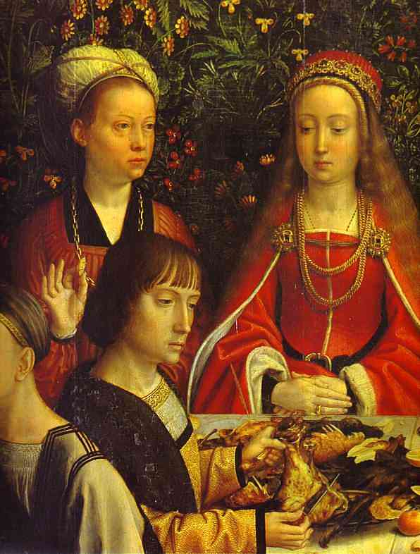 Oil painting:The Marriage at Cana. Detail. c. 1503