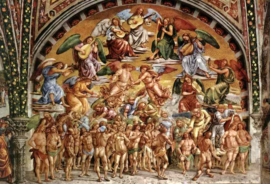 Oil painting:The Paradise. Fresco. 1499-1502