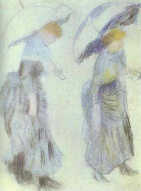 Oil painting:Two Women with Umbrellas. 1879