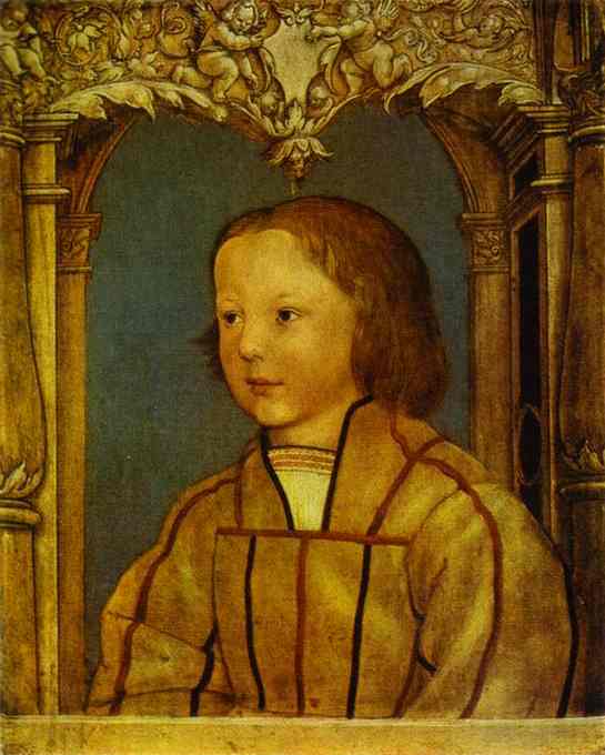 Oil painting:Portrait of a Boy with Blond Hair.